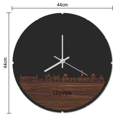 Skyline Klok Rond Leuven Bamboe houten cadeau decoratie relatiegeschenk van WoodWideCities