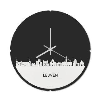 Skyline Klok Rond Leuven Wit glanzend gerecycled kunststof cadeau decoratie relatiegeschenk van WoodWideCities