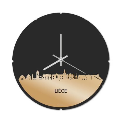 Skyline Klok Rond Liège Metallic Goud gerecycled kunststof cadeau decoratie relatiegeschenk van WoodWideCities