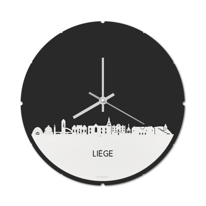 Skyline Klok Rond Liège Wit glanzend gerecycled kunststof cadeau decoratie relatiegeschenk van WoodWideCities