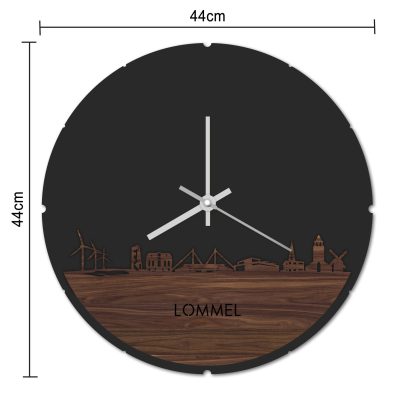 Skyline Klok Rond Lommel Bamboe houten cadeau decoratie relatiegeschenk van WoodWideCities