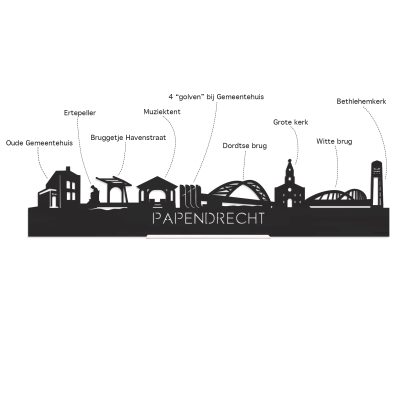 Skyline Klok papendrecht Bamboe houten cadeau decoratie relatiegeschenk van WoodWideCities