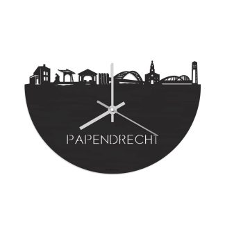 Skyline Klok papendrecht Black Zwart houten cadeau decoratie relatiegeschenk van WoodWideCities