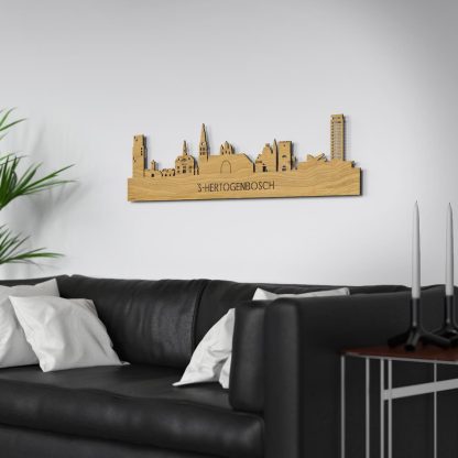 Skyline Den Bosch Eiken houten cadeau decoratie relatiegeschenk van WoodWideCities