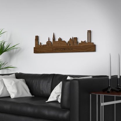 Skyline Den Bosch Noten houten cadeau decoratie relatiegeschenk van WoodWideCities